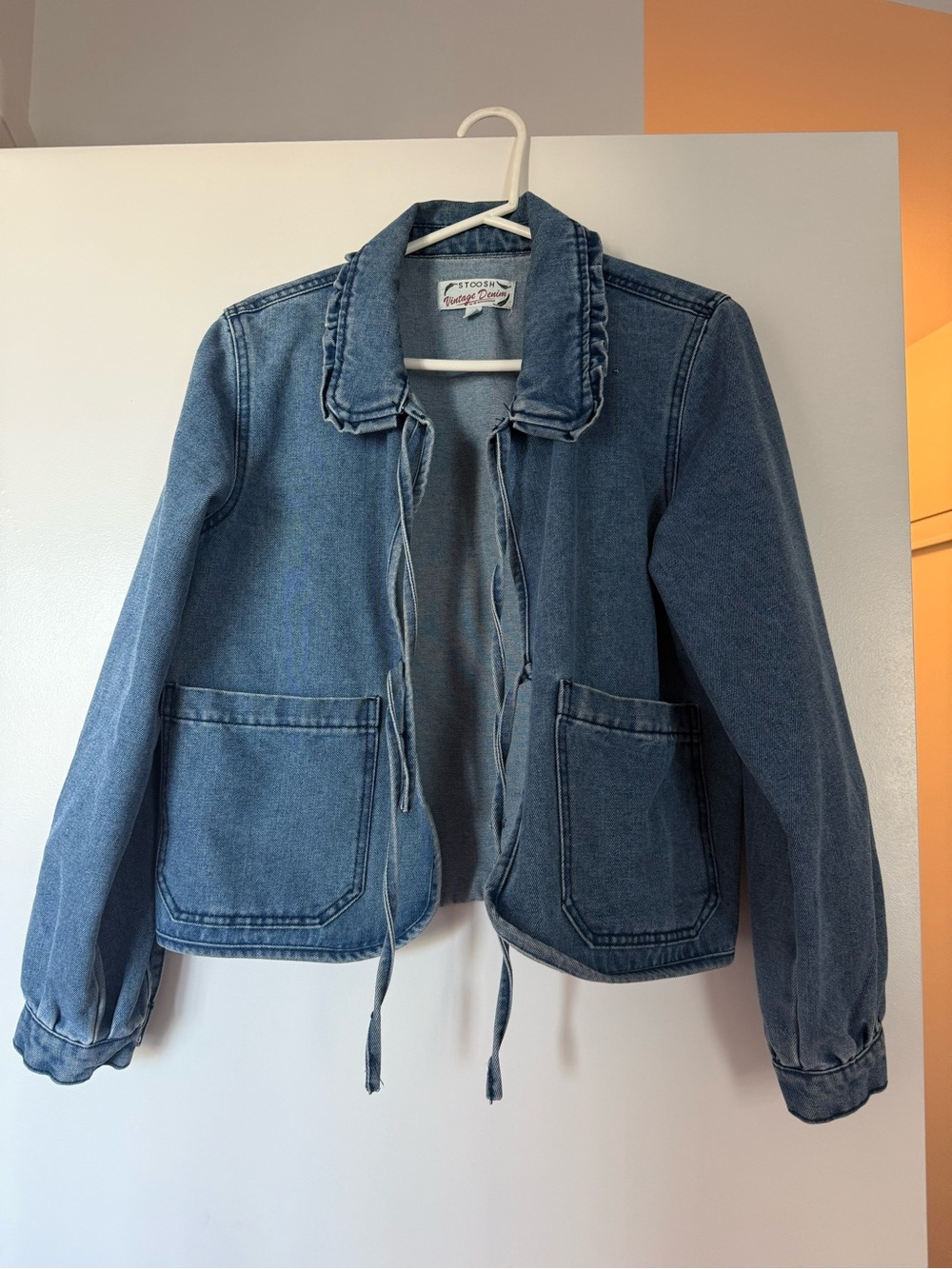 Blue Denim Jacket with Tie Front